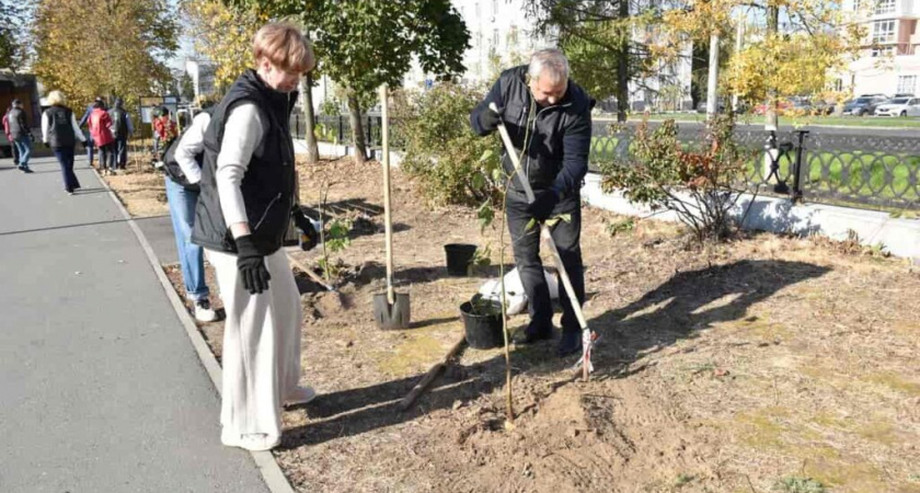 Депутаты Дзержинска высадили 30 деревьев и кустов в честь 30-летия городской Думы