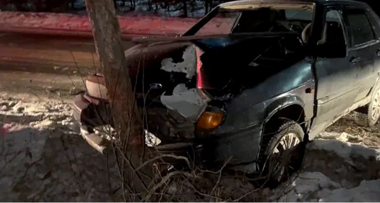 Пьяный водитель врезался в дерево на дороге к Желнинскому мосту в Дзержинске