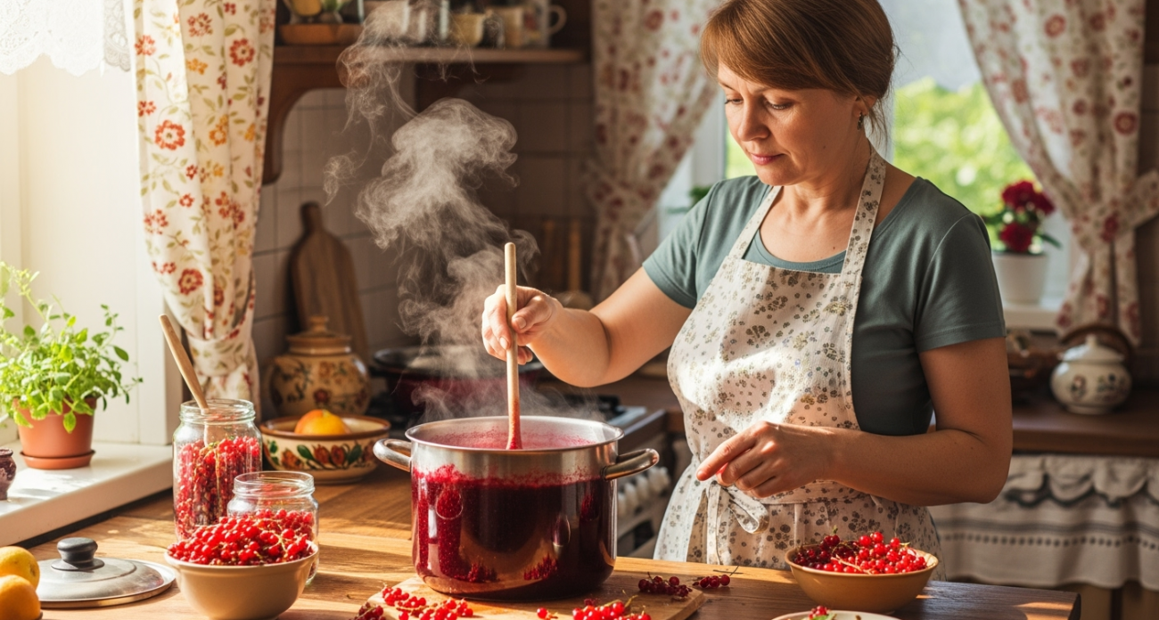 Как я готовлю джем из красной смородины: быстро, много и без косточек