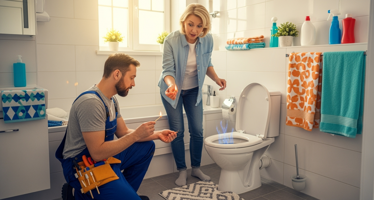 Я удивилась, когда опытный сантехник зажег спичку и бросил в мой унитаз: способ оказался рабочим, теперь и сама так делаю