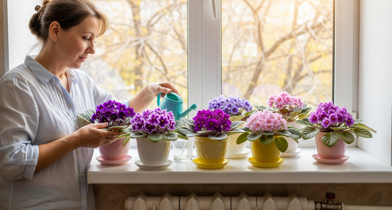 Лью в горшок в августе — фиалка становится неотразимой: цветёт как на выставку, бутонизация эталонная