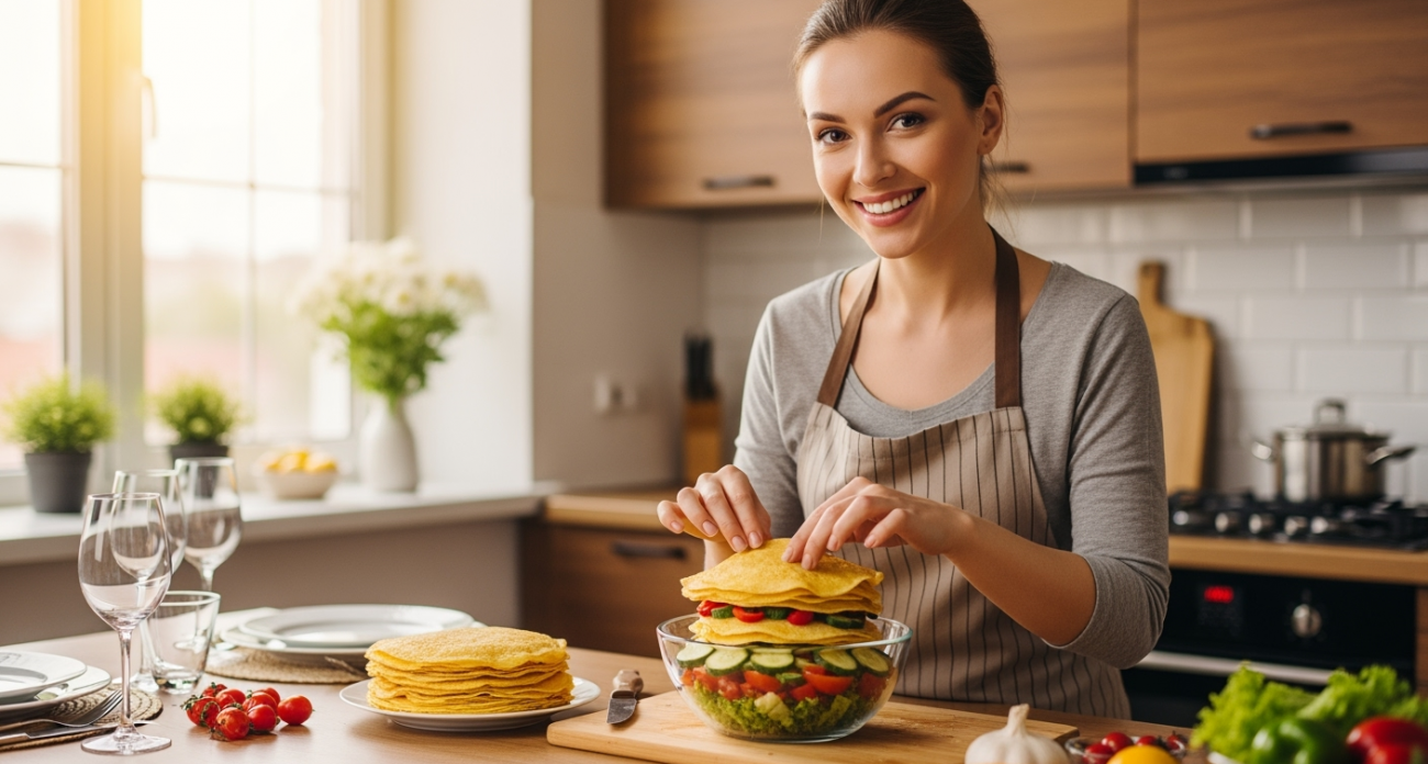 Секретный салат с яичными блинчиками за 10 минут — станьте звездой любого застолья