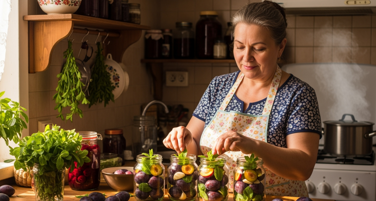 Мамин секретный рецепт пикантных маринованных слив с чесноком и мятой — запомните навсегда