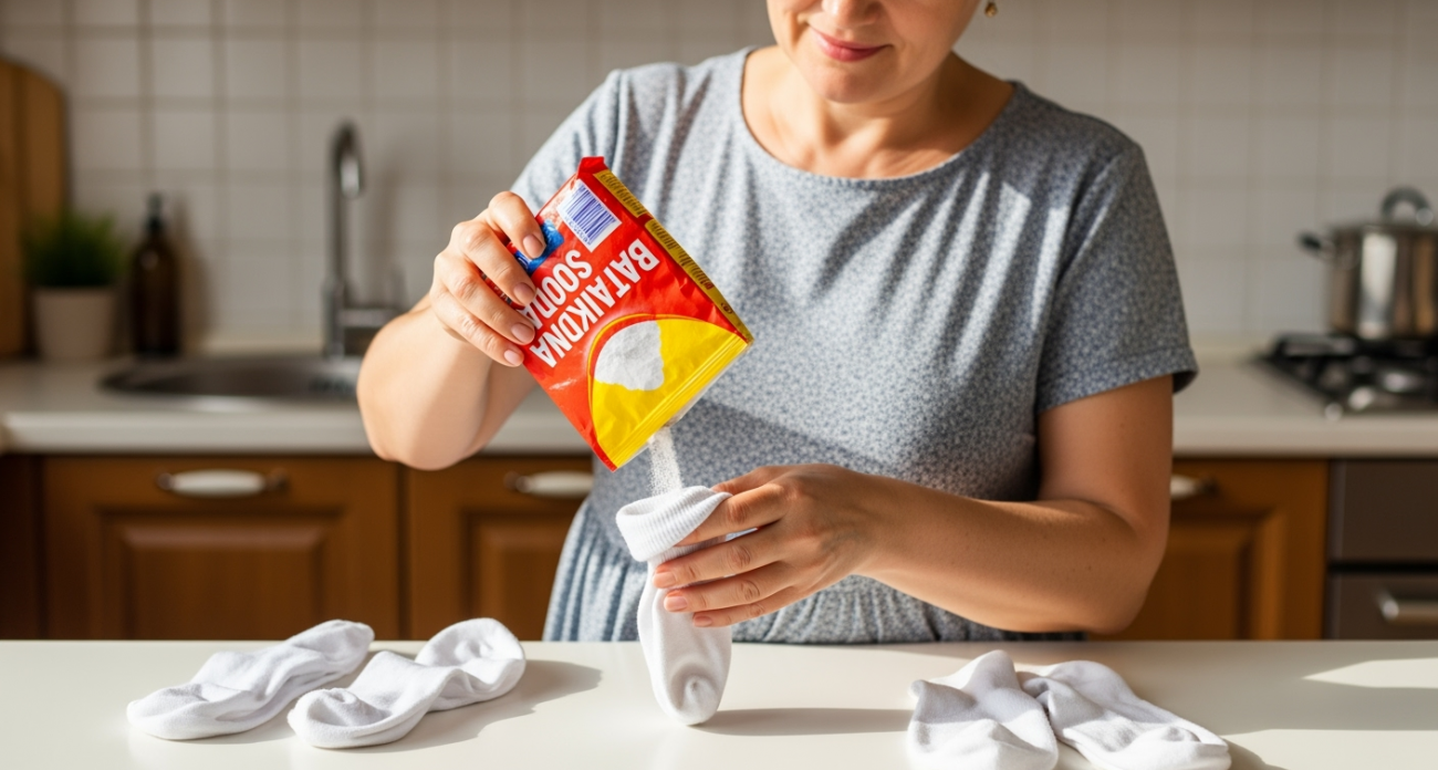 Засыпьте соду в носки: простой трюк даст потрясающий результат, о котором вы не догадывались