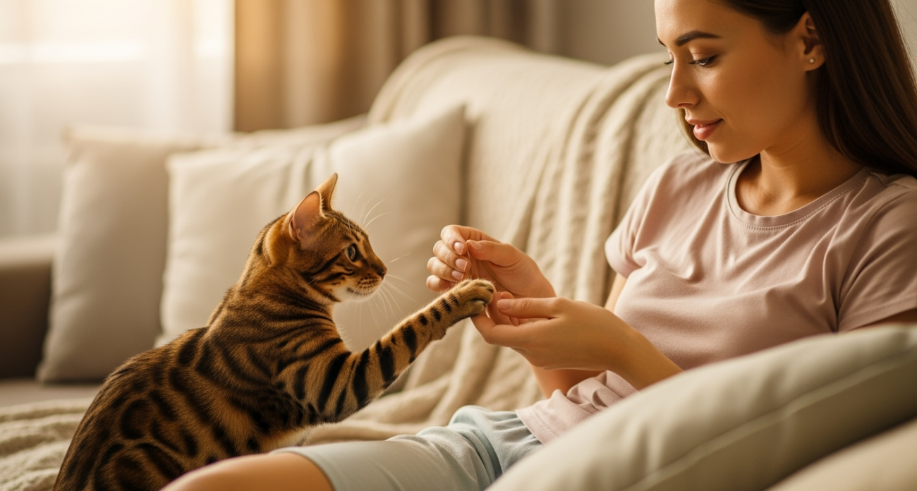 Стало известно, зачем кошка трогает человека лапой — вот что она хочет сказать