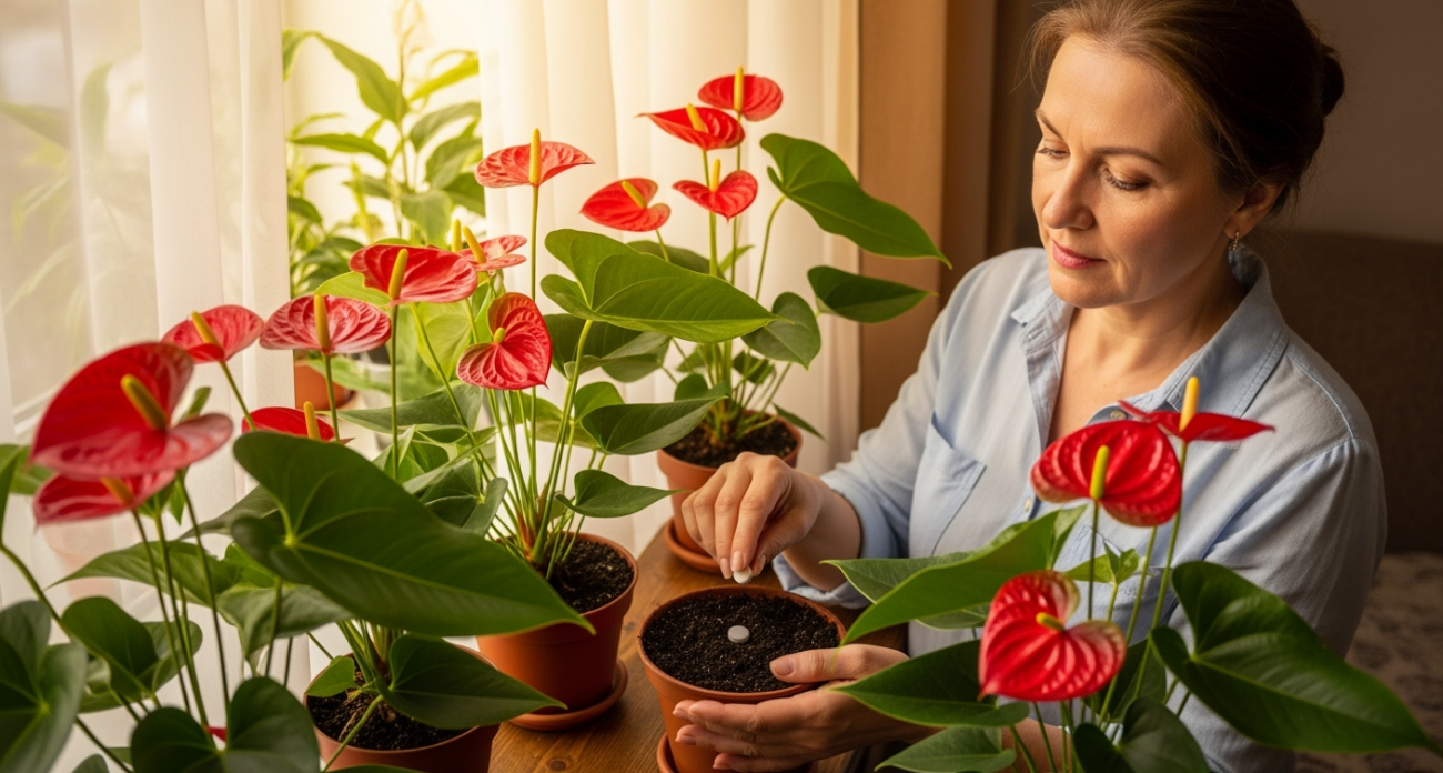 Секретный эликсир из 2 таблеток: антуриум зацветет как одержимый и не остановится весь год