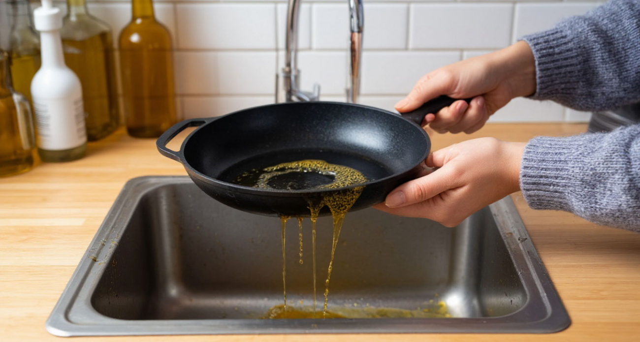 Один литр масла в раковине губит миллион литров воды: куда на самом деле выливать остатки со сковороды