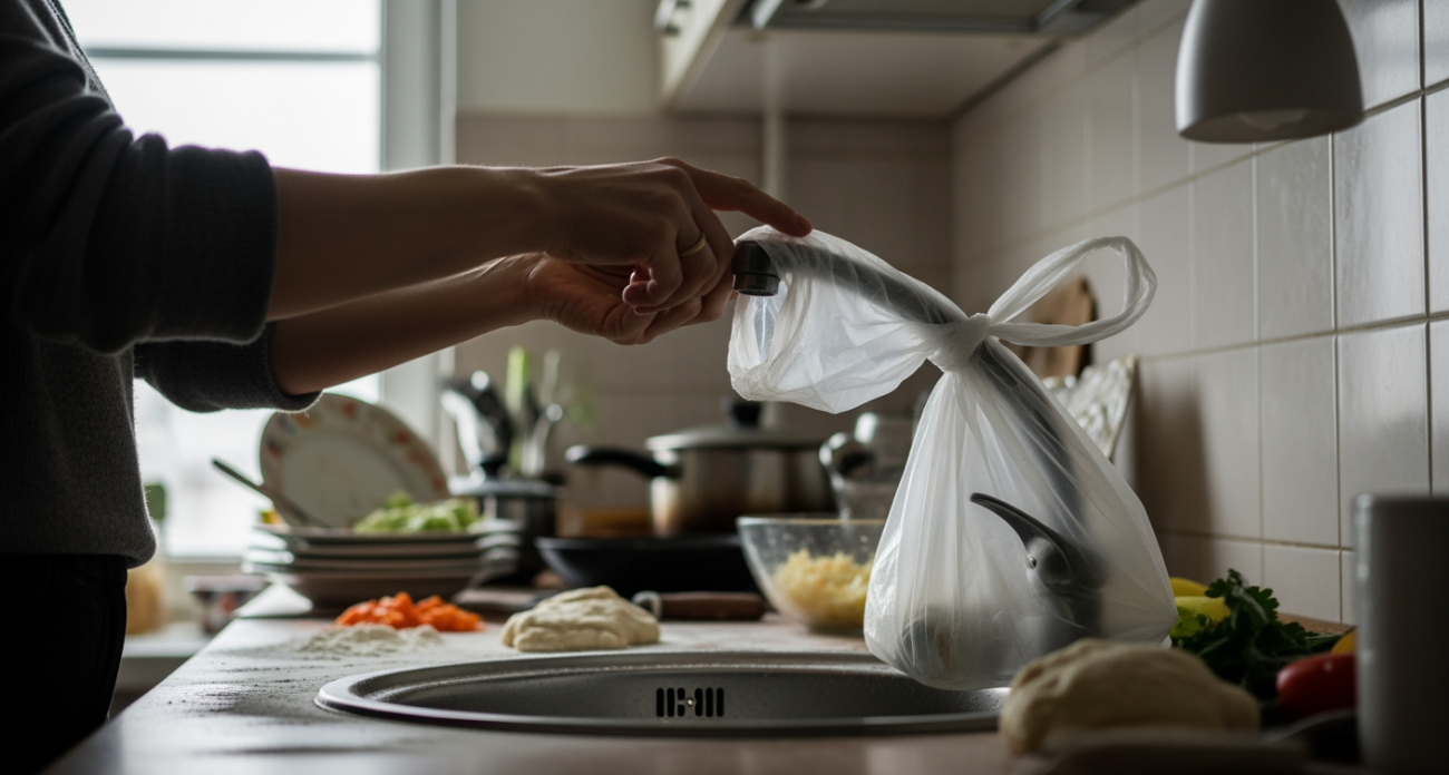 Старый бабушкин метод: почему мудрые домохозяйки используют пакет на кухонном кране