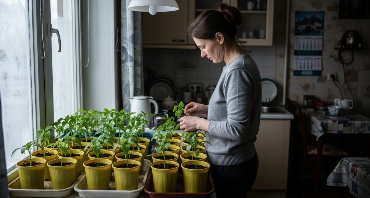 Семена в губке - секрет мощной зимней рассады: перцы стартуют без проблем