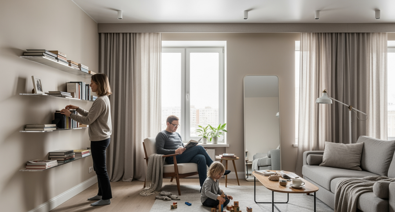 Маленькая хитрость от дизайнеров: как я превратила тесную комнатушку в просторные апартаменты без ремонта и лишних трат