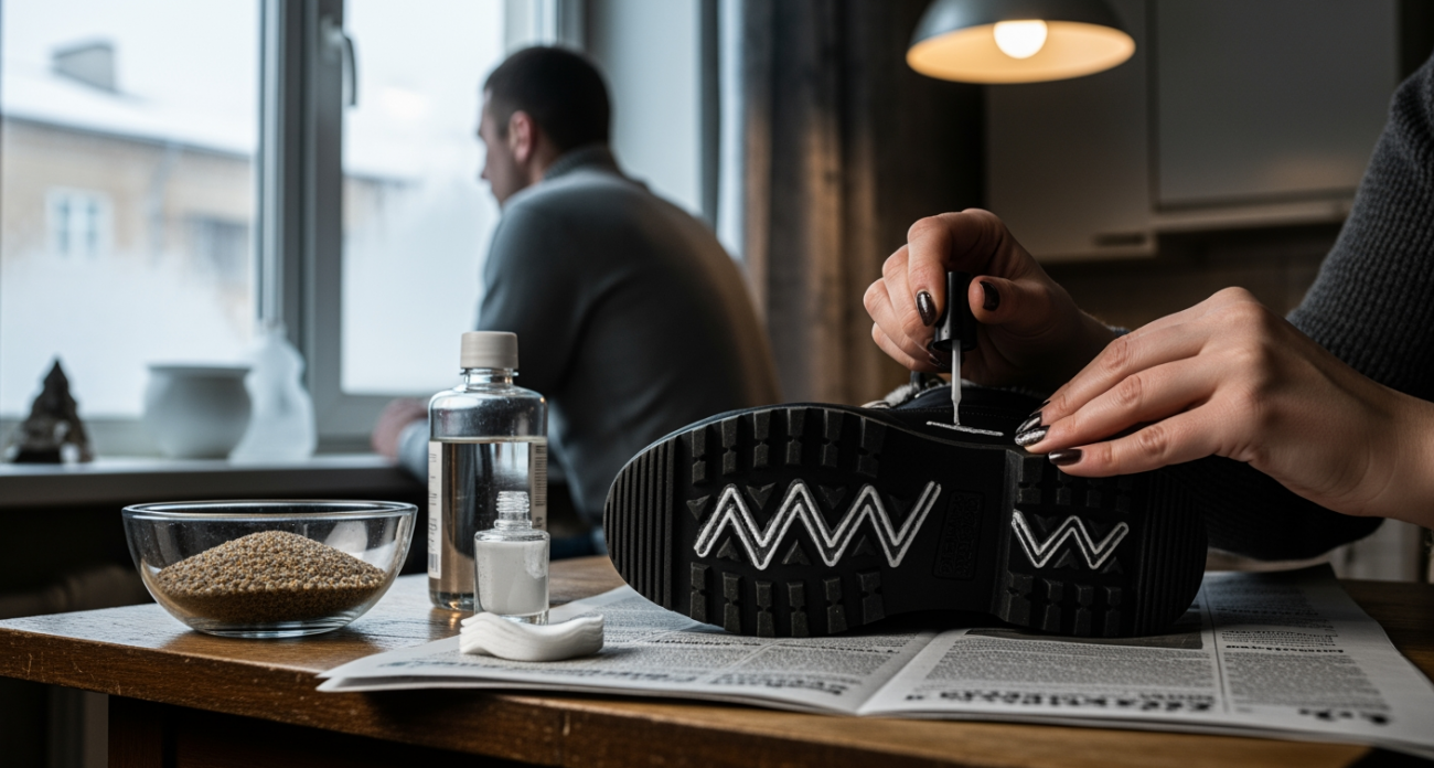 Простой трюк с обычной кисточкой превращает любую обувь в нескользящую даже на зимнем льду