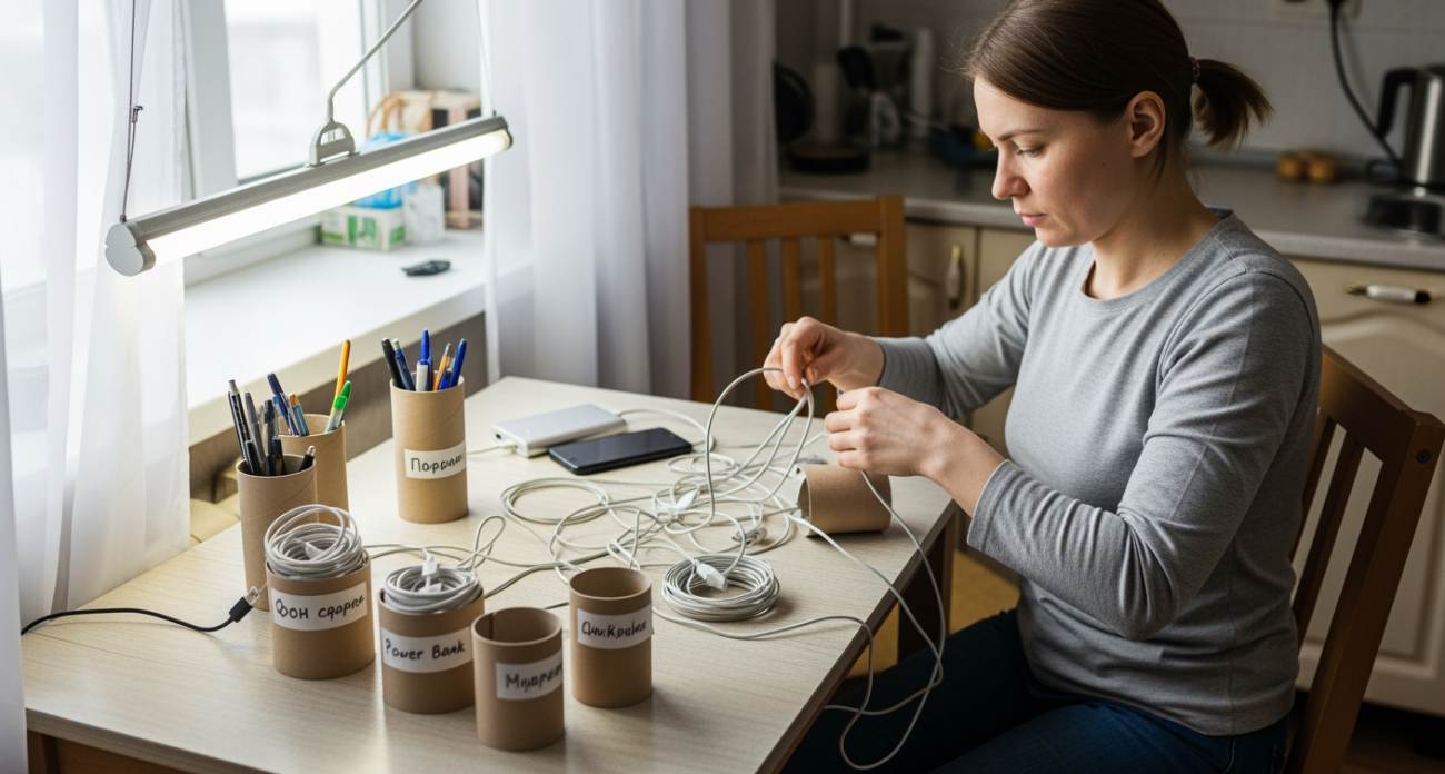 Обычные втулки от туалетной бумаги превращают хаос в доме в идеальный порядок за копейки