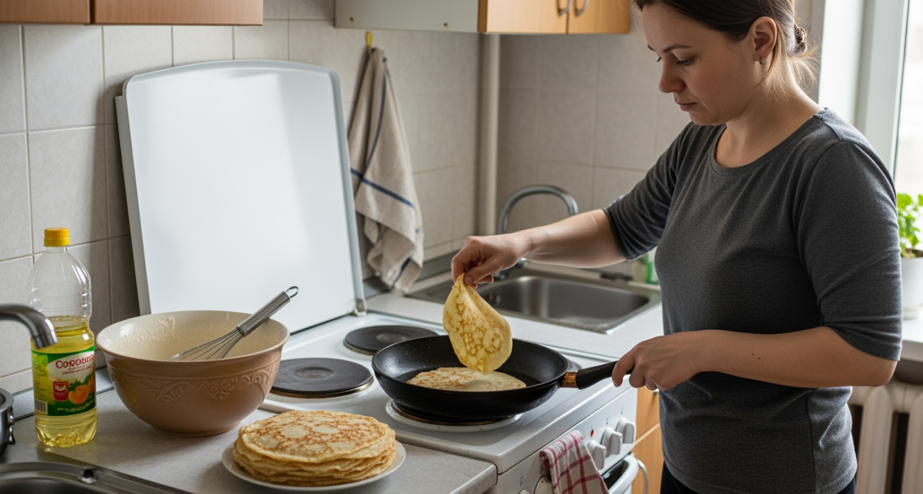 Простой трюк с двумя ложками делает блины эластичными и они больше никогда не пристают