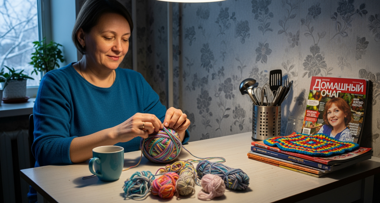 Соседка показала как превратить клубочки остатков пряжи в полезные домашние мелочи за вечер