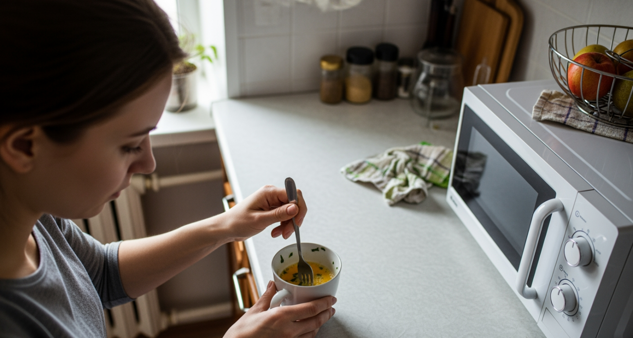 Забудьте про сковородку: показываю как за 2 минуты сделать пышный омлет прямо в обычной кружке