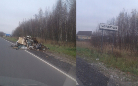 Снова мусор: ночью в поселке под Дзержинском кто-то свалил ненужный хлам рядом с дорогой