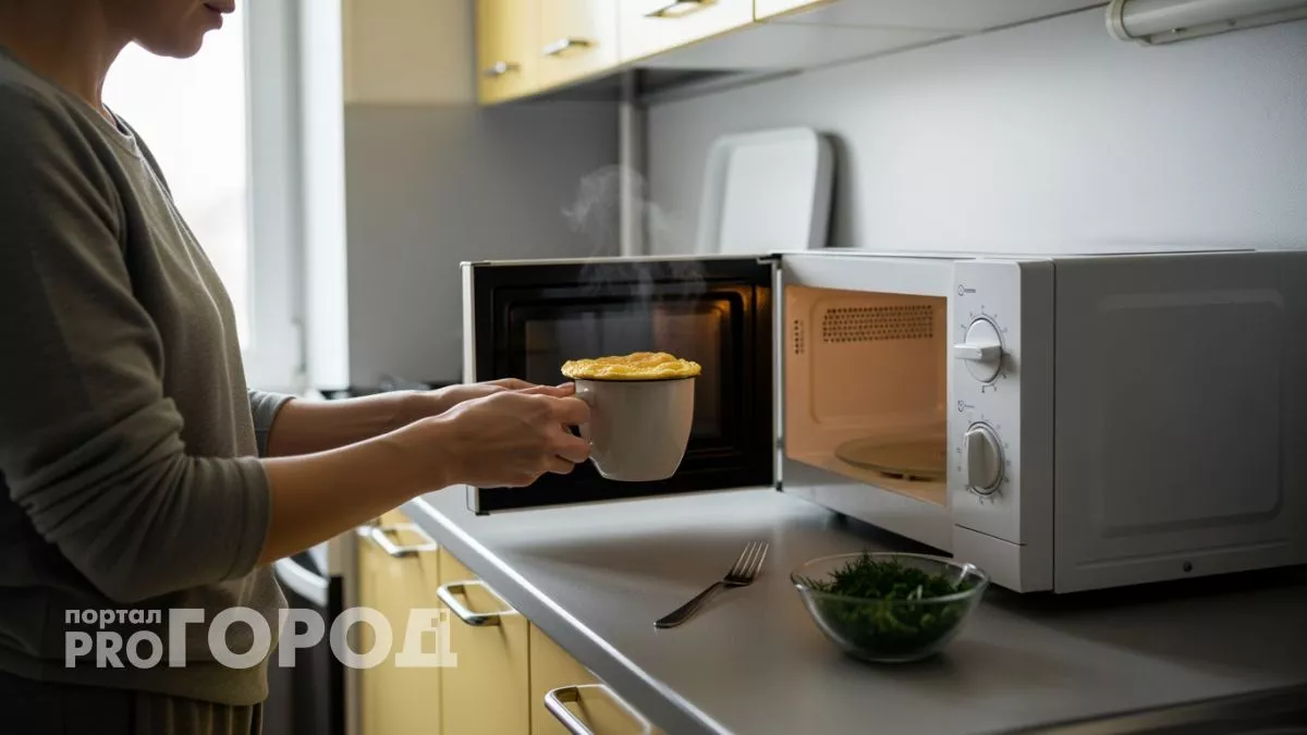 Сковородка не нужна: беру кружку, 2 яйца и за минуту в микроволновке делаю воздушный омлет