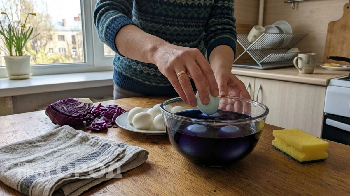 Один овощ из холодильника — и яйца к Пасхе сияют фиолетом без химии
