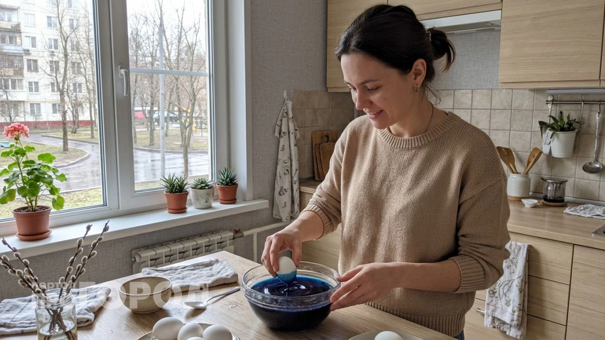 Беру обычную капусту из холодильника и за час получаю пасхальные яйца с глубоким космическим отливом без красителей