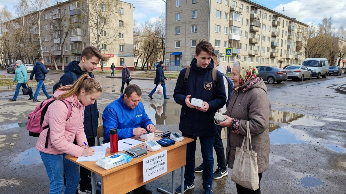 Более 4 000 нижегородцев проверили тонометры с помощью школьников-волонтёров
