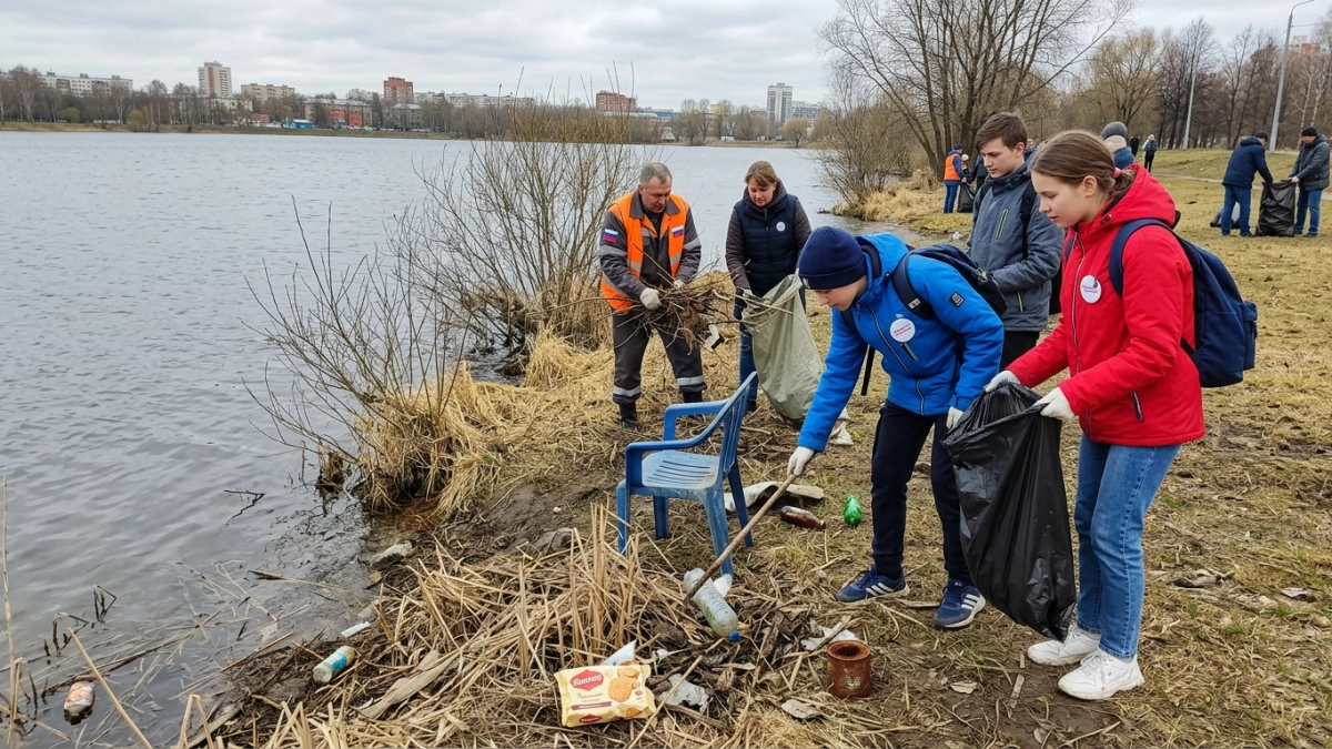 Школьники и чиновники вместе очистили берега озёр и карьера в Дзержинске