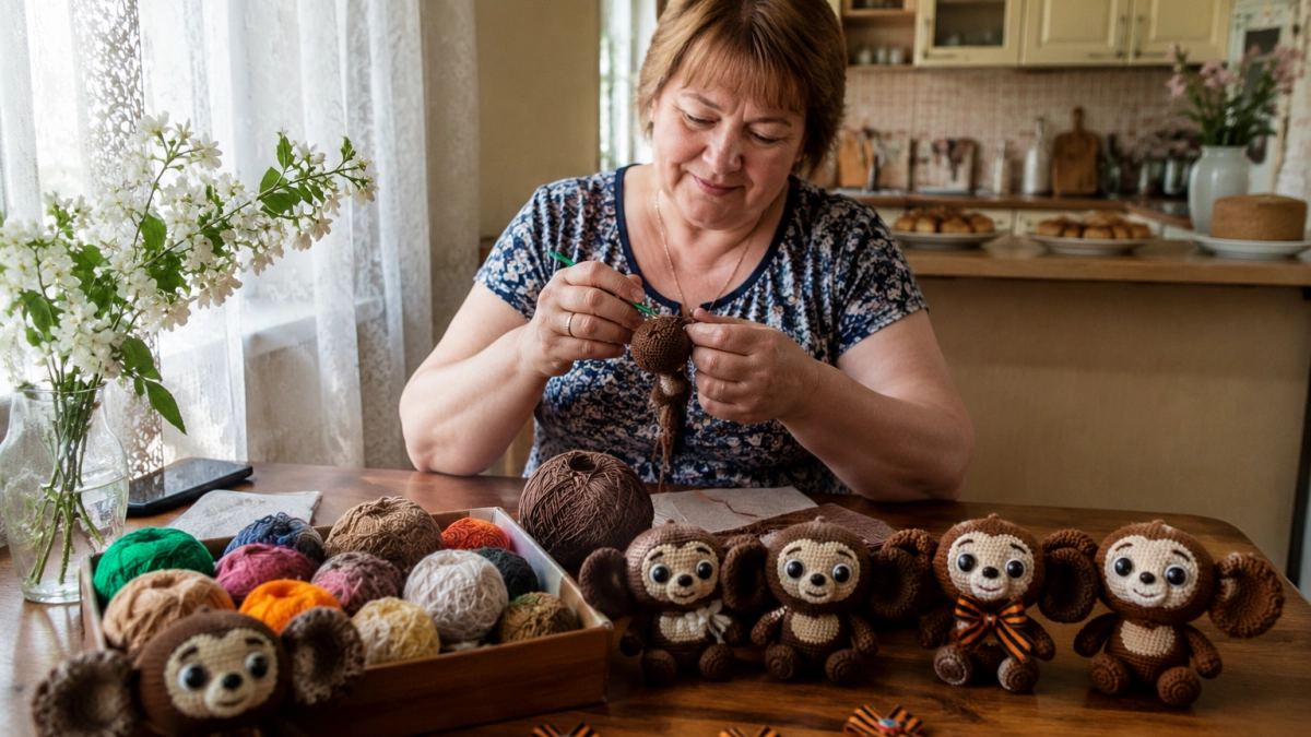 Жительница Дзержинска связала целый взвод Чебурашек для бойцов СВО