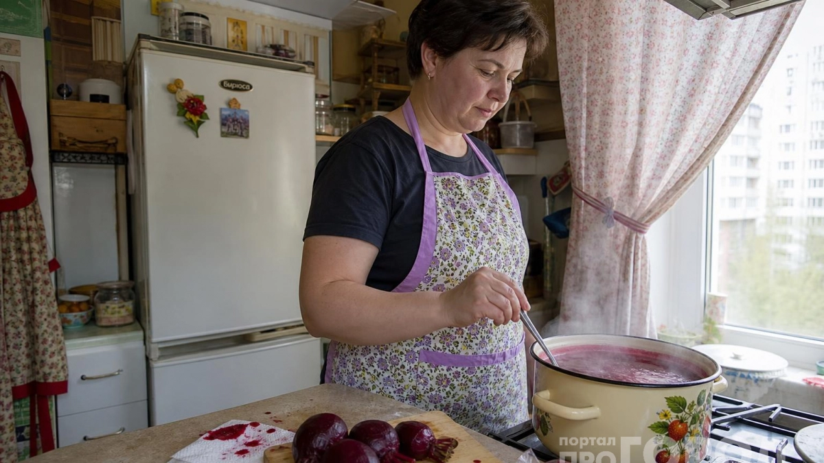 1 чайная ложка на кастрюлю: свёкла сохраняет рубиновый цвет в борще даже на 3 день