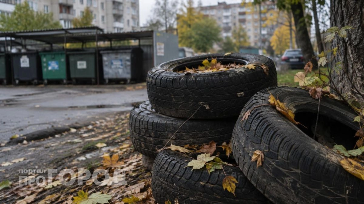 В Дзержинске водителю грузовика грозит крупный штраф за свалку покрышек во дворе дома